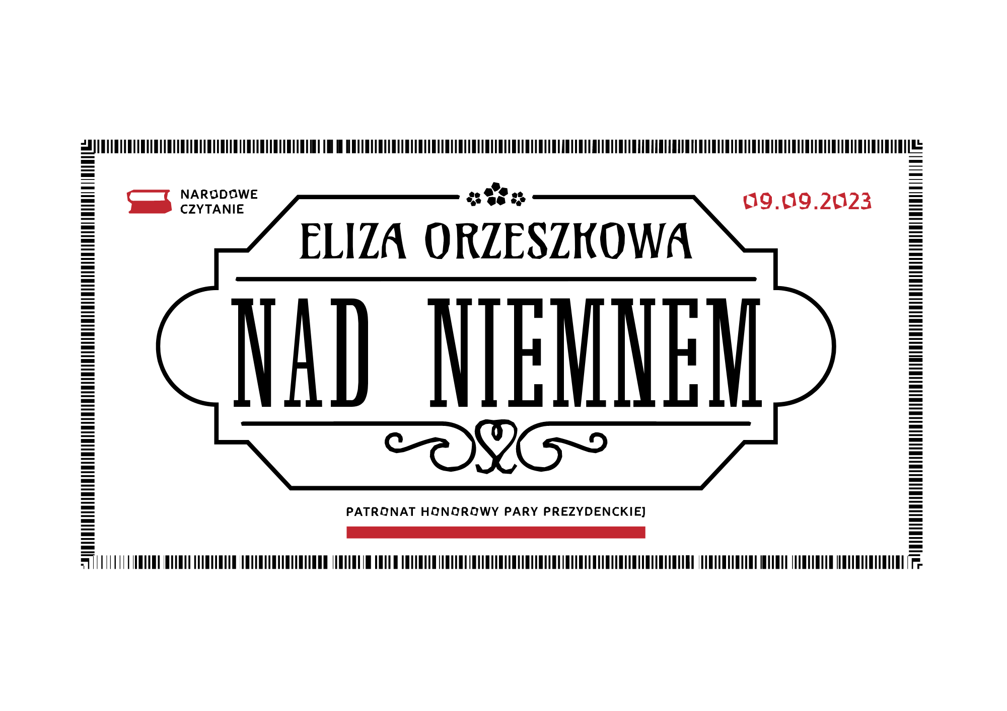 Plakat o narodowym Czytaniu Nad Niemnem Elizy Orzeszkowej.