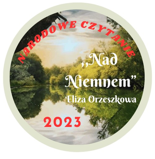 Przypinka "Narodowego czytania" przygotowana przez bibliotekę