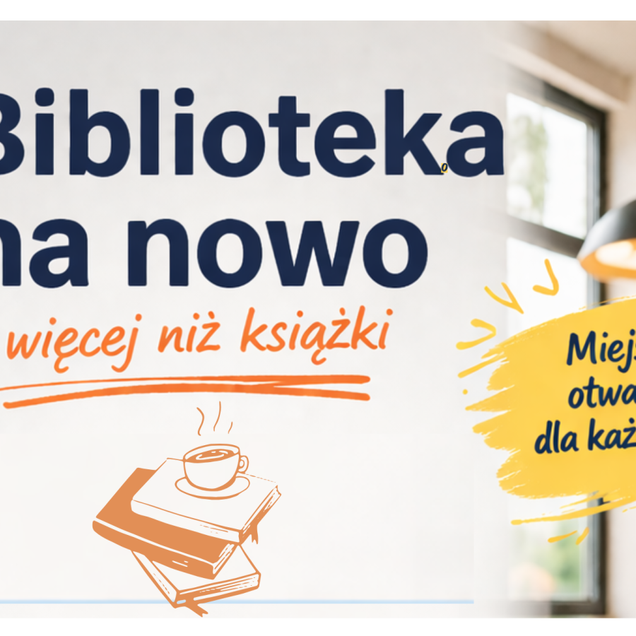 plakat informacyjny o nowej ofercie biblioteki