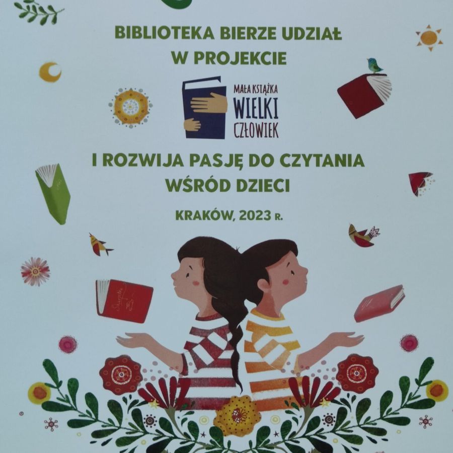 Zdjęcie certyfikatu dla GBP w Garbowie za udział w akcji akcji czytelniczej dla dzieci w wieku przedszkolnym "Mała książka, wielki człowiek" (dwoje dzieci z książką i logotypy akcji)