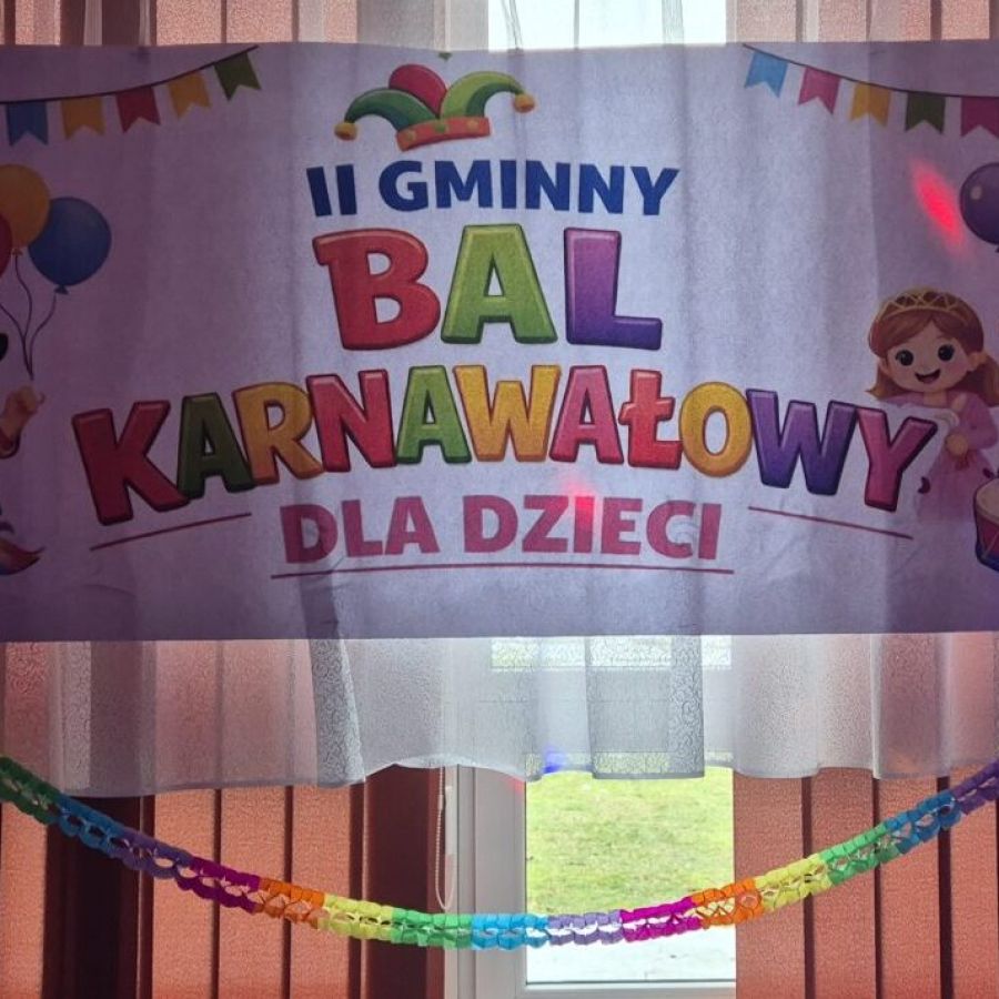 napis: II Gminny Bal Karnawałowy dla dzieci