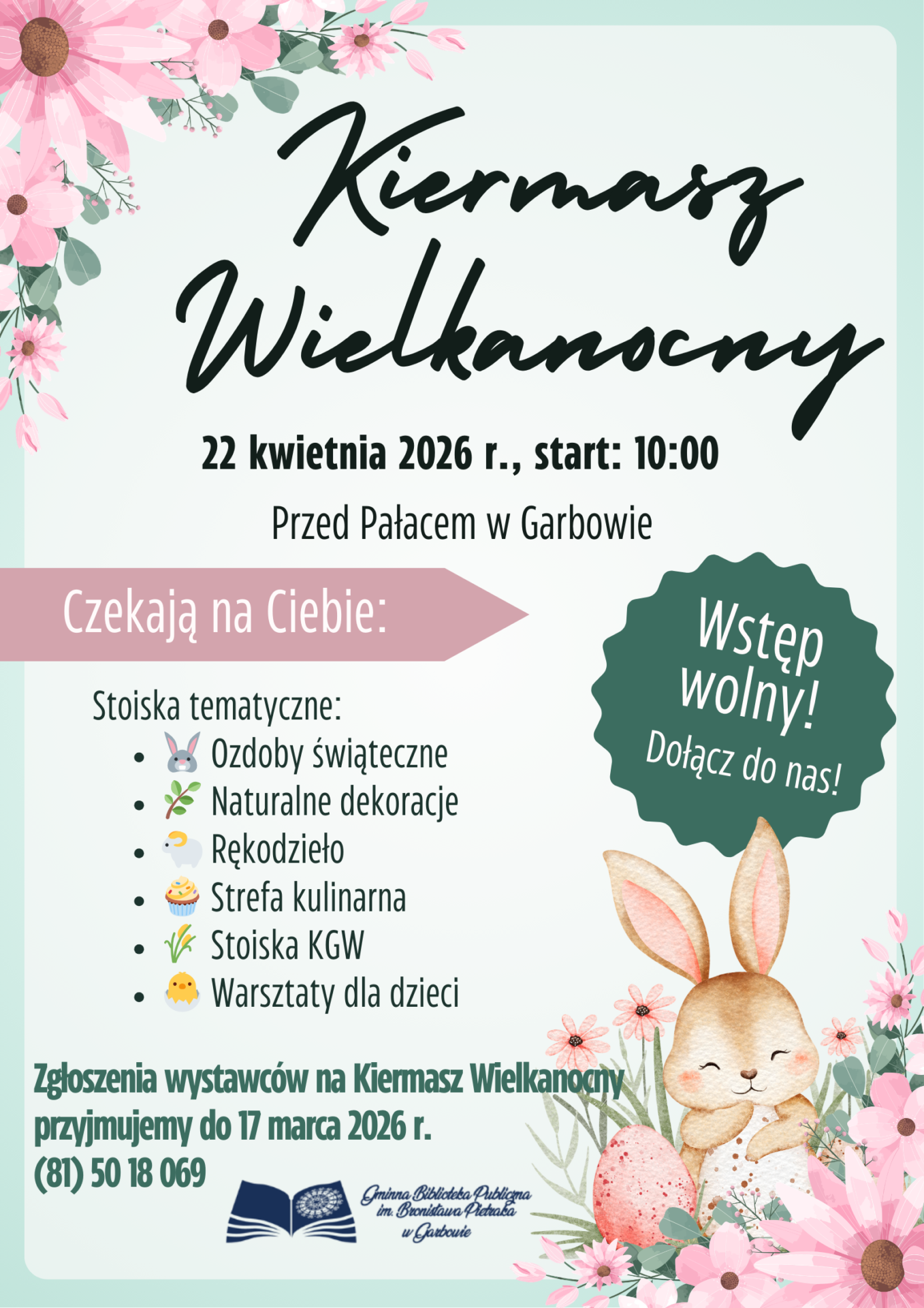 zaproszenie na Kiermasz Wielkanocny - ozdobniki świąteczne
