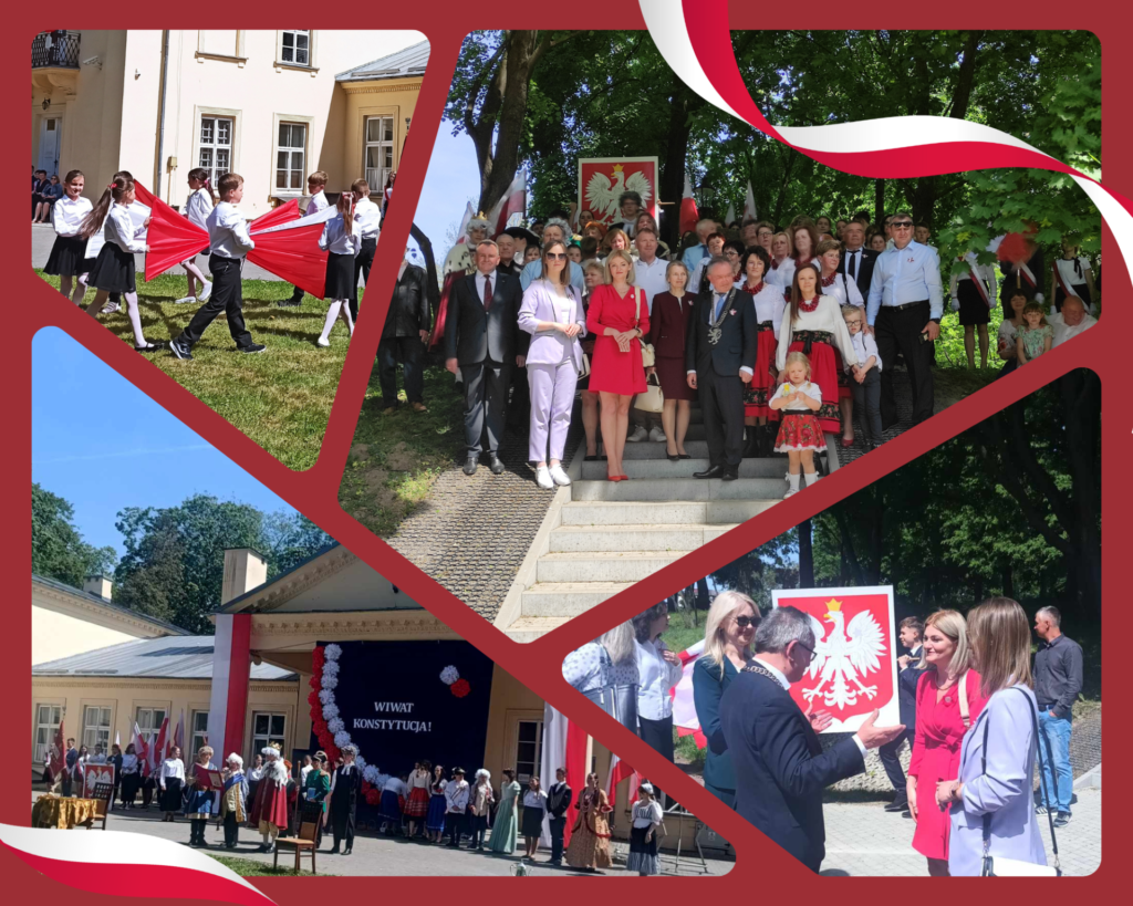 Mieszkańcy Gminy Garbów, dzieci, młodzież i dorośli, na Uroczystościach gminnych 233 rocznicy uchwalenia Konstytucji 3 Maja.