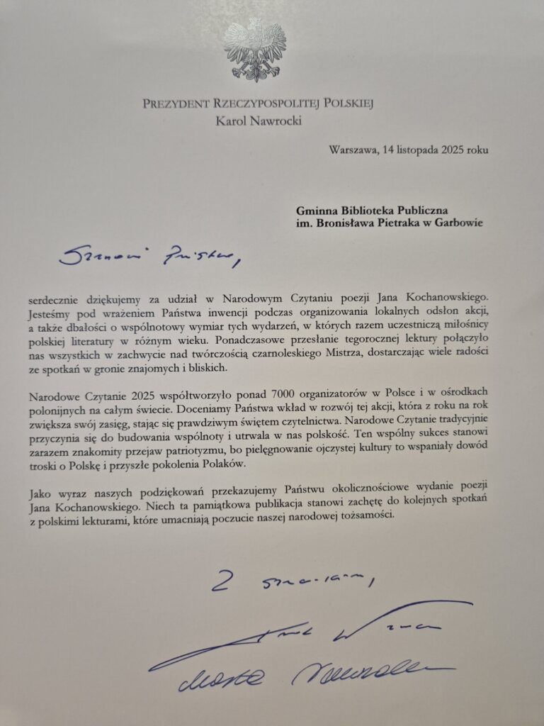 list od Pary Prezydenckiej